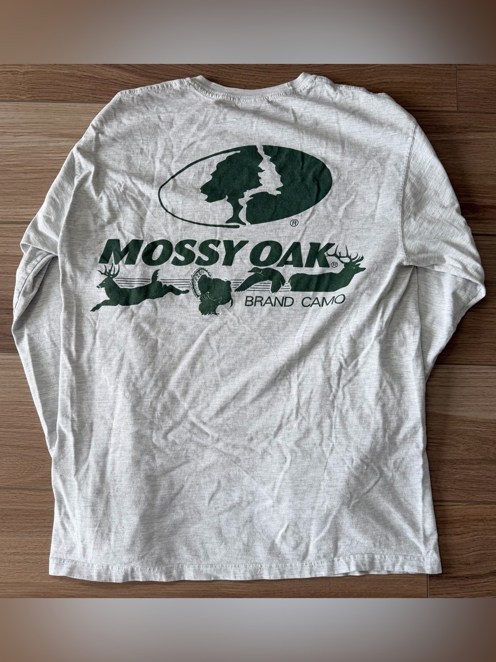 Vintage Mossy Oak Camo Field Staff Deer Turkey Long Sleeve T Shirt